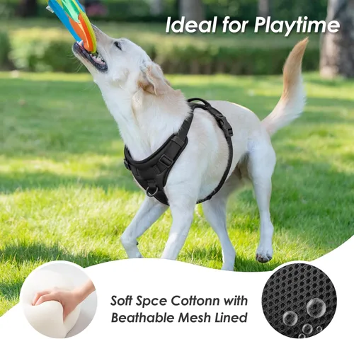 Vista 6 de Arnés para perro sin tirones, chaleco para cachorro con clip frontal para perros pequeños, medianos y grandes (negro, XS)