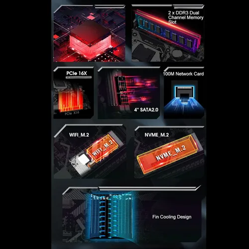 Vista 2 de Placa base LGA 1155, canal DDR3 NVME M.2 VGA salida HD 10 USB 2.0 Mini ITX placa base, ranura para CPU LGA 1155, placa base de repuesto