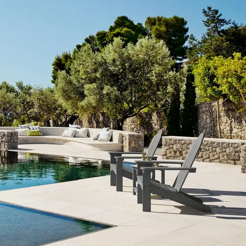 Vista 44 de LUE BONA HDPS Sillas Adirondack de 2, Silla para Hoguera al Aire Libre, Resistente a la Intemperie con Portavasos, Silla Moderna de Plástico