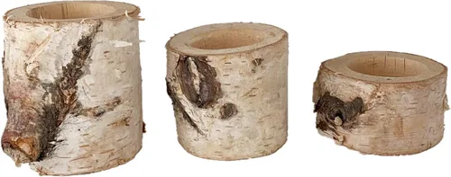 Vista 9 de Portavelas rústico de madera para decoración de mesa de madera para decoración de fiesta (paquete de 3 alturas surtidas)