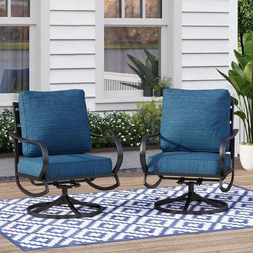 Vista 43 de MFSTUDIO Juego de muebles de patio de 8 piezas con mesa de fogata de gas de 45 pulgadas (hasta 9 asientos), sofás de conversación de metal