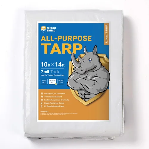 Vista 173 de GUARD SHIELD - Lona negra impermeable de 6 x 6 pies, cubierta de lona de polietileno, de servicio medio y uso general de 7 mil