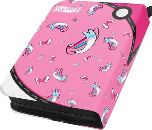 Vista 2 de Tcgames Carpeta para tarjetas de 4 bolsillos 440 bolsillos con 55 fundas de color rosa