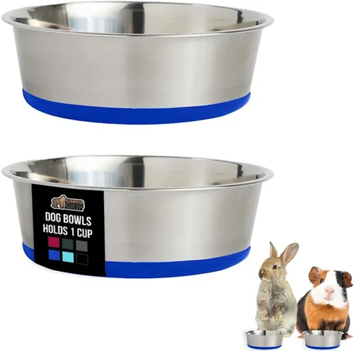 Vista 88 de GORILLA GRIP Juego de 2 cuencos para perros, con capacidad para 8 tazas (64 onzas líquidas), cuenco de metal resistente para alimentos y agua