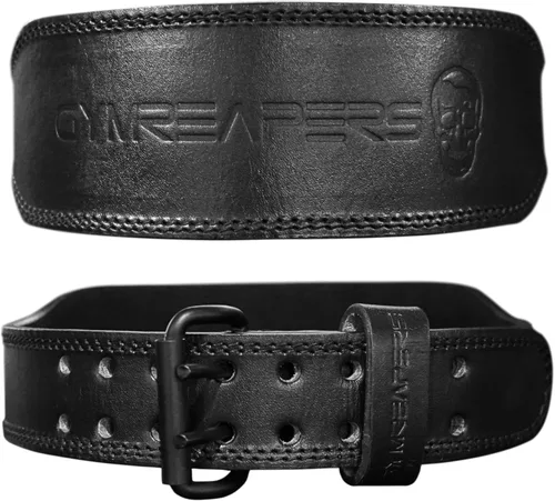 Vista 4 de Gymreapers - Cinturón de levantamiento de pesas - 7 mm de cuero profesional resistente con hebilla ajustable - Soporte estabilizador de la parte