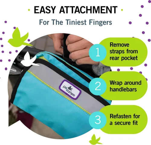 Vista 5 de Po Campo Bolsa de bicicleta para niños – Bolsa de manillar de bicicleta con marco frontal – Cesta de bicicleta de tela – Bolsa impermeable