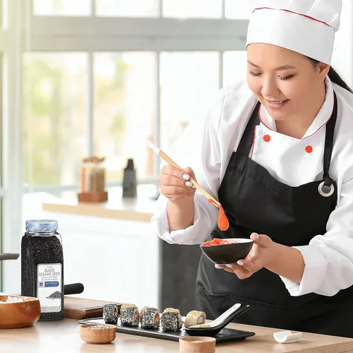 Vista 3 de McCormick Culinary Semilla entera de sésamo negro, 18 onzas y semillas de sésamo enteras, 16 onzas