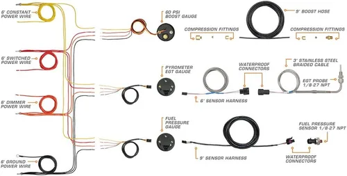 Vista 3 de GlowShift Paquete de medidor diésel compatible con Dodge Ram Cummins 2500 3500 1998-2002 – Blanco 7 colores 60 PSI Boost, 2400F EGT y 30 PSI