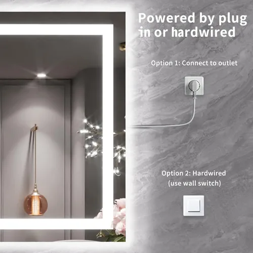 Vista 30 de LOAAO Espejo de baño LED de 28 x 36 pulgadas con luces, antiniebla, regulable, retroiluminado + iluminado frontal, espejo de tocador de baño