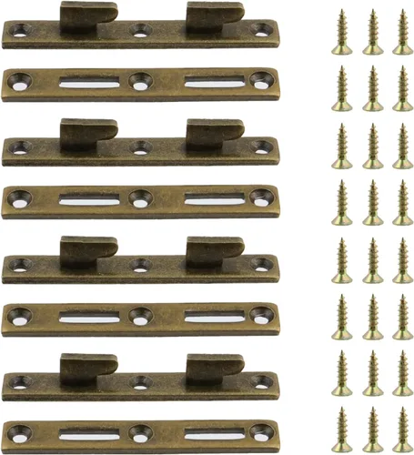 Vista 13 de Antrader Juego de 4 sujetadores de riel de cama de 3 pulgadas, accesorios de conexión de riel de cama de madera, gancho redondo de zinc para cama