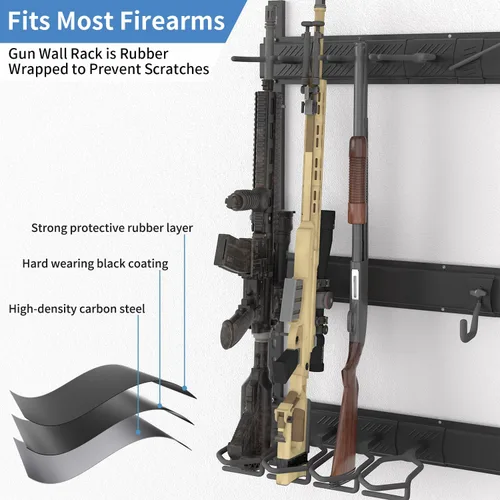 Vista 3 de DIY Gun Rack Wall Mount, Heavy Duty Steel Indoor Gun Rack Stand for Rifle/Tactical Equipment/Pistol Storage