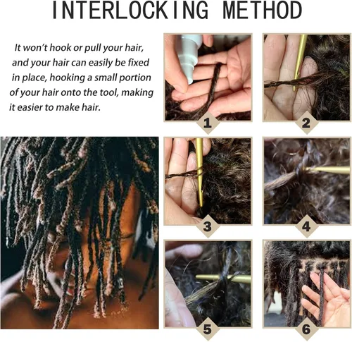 Vista 5 de Herramienta de entrelazado, para rastas Microlock, herramientas de reapriete sin esfuerzo para rastas y hermanas, peinados, agujas de ganchillo