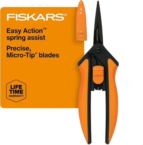 Vista 17 de Fiskars 399241-1002 Tijeras de podar con micro puntas, cuchillas antiadherentes, 2 unidades, naranja