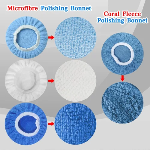 Vista 3 de Boltigen 12 piezas de 13.2 a 15.2 cm Almohadillas de pulido para capó 12 paquetes 4 colores 5 a 6'' Almohadilla de pulido orbital de microfibra