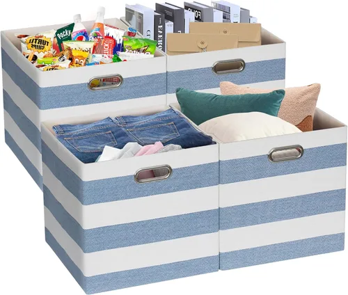 Posprica - Cestas organizadoras de almacenamiento, 11×11 cubos plegables de almacenamiento de tela con cajones para guarderías, oficinas, armarios,