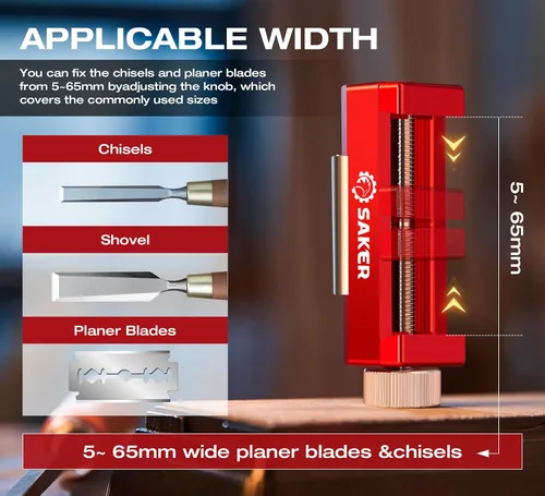 Vista 5 de Saker Piedra de afilar con herramienta de guía de afilado, juego de cinceles para carpintería, piedra aplanadora, sistema completo de afilado