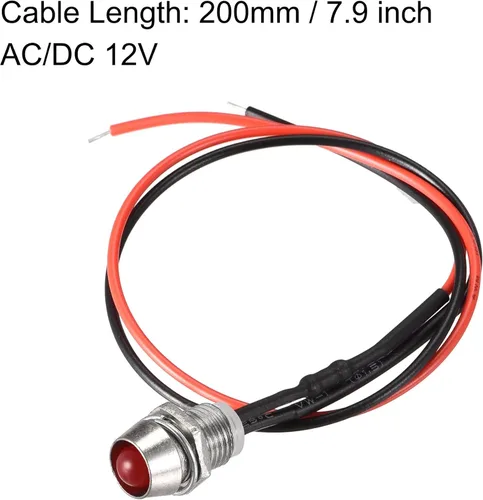 Vista 2 de uxcell Luces indicadoras de señal LED AC/DC 12V 0.315 in montaje en panel de metal Shell lámparas de advertencia rojo, amarillo, azul, verde