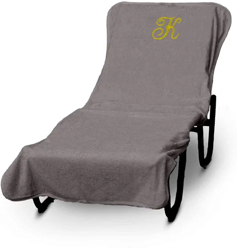 Vista 240 de Funda de lujo para tumbona de piscina con monograma de Hotel y Spa, bordado con letras en bloque - Extra absorbente 100% algodón turco - Rizo suave