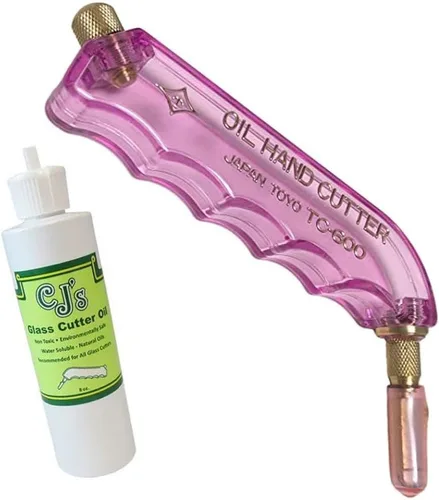 Toyo Cortador de vidrio con empuñadura de pistola, incluye aceite de corte CJ, varios colores