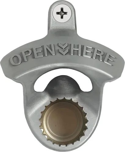 Vista 18 de Abridor de tapas de botellas montado en la pared de bronce antiguo con imanes, soporte de poste magnético retro para abridor de botellas