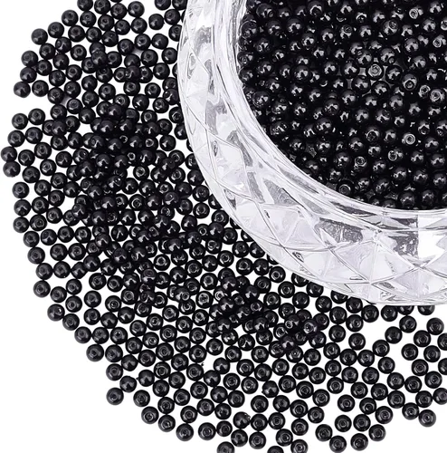 Vista 8 de PH PandaHall Cuentas de perlas de vidrio negro, 1000 perlas de vidrio de 0.157 pulgadas para aretes, pulseras, collares, cadenas de cintura