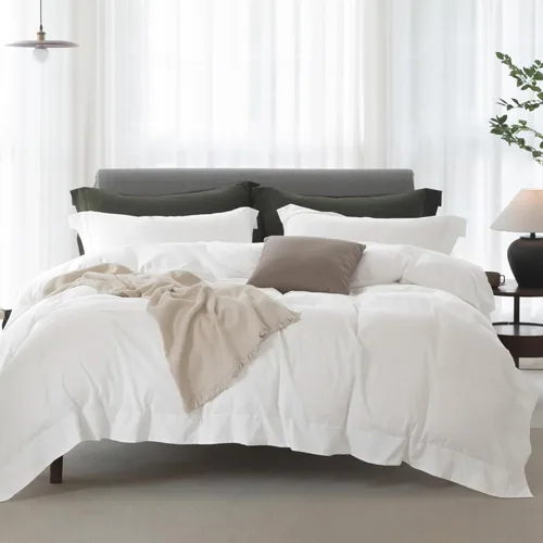 Vista 22 de Juego de funda de edredón individual de algodón lavado al 100% con textura de lino, ropa de cama ultra suave y fresca con cierre de cremallera