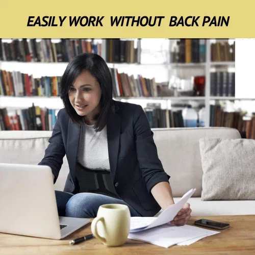 Vista 3 de Soporte de espalda para dolor de espalda baja - Alivio de la ciática - Cinturón de soporte lumbar para levantamiento para hombres y mujeres