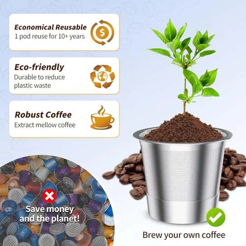 Vista 3 de AANQQ Cápsulas de café reutilizables K Cup para Keurig 1.0: K Cup de acero inoxidable rellenable - Filtro de café reutilizable para cafetera Keurig