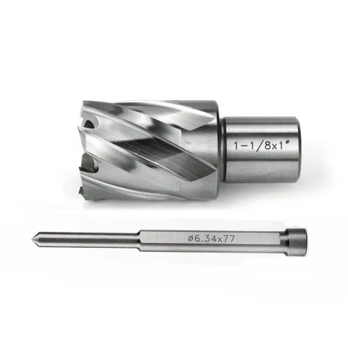 Vista 2 de OSCARBIDE 1-1/8" x 1" HSS cortador anular 3/4" Weldon Shank Mag broca