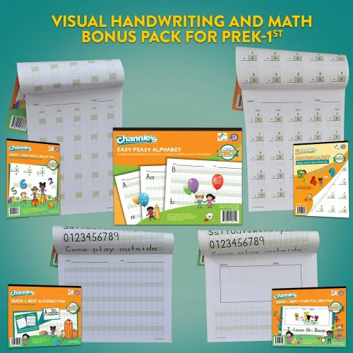 Vista 2 de Channie's Juego de libros de escritura visual y matemáticas todo en uno para estudiantes de prekindergarten - 1er grado de escuela primaria