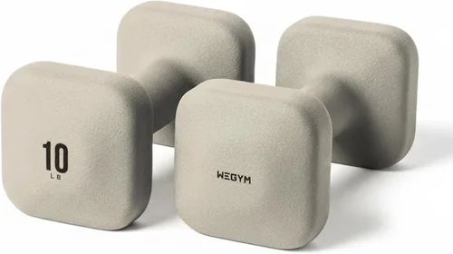 Vista 18 de WeGym SafeGrip Square Dumbbells with Anti Slip Handles, Aesthetic Free Weights for Home Workouts, Stable Design Prevents Rolling during Floor