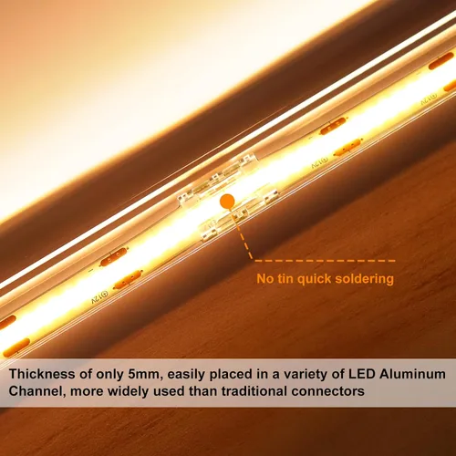 Vista 6 de LightingWill Conectores LED 2Pin 8mm, 10 piezas Conector de tira a tira transparente sin soldadura, conector de cinta de luz sin cables sin espacios