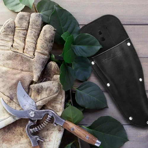 Vista 5 de Housolution Funda para Podadora de Jardín, Funda para Podadora, Funda de Cuero PU Premium, Estuche Protector Vaina para Tijeras de Podar de Negro