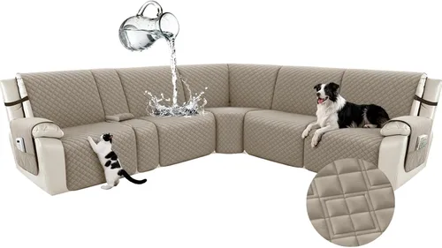 Vista 12 de Arfntevss Fundas para sofá seccional reclinable para sofá seccional en forma de L, funda antideslizante lavable para sofá reclinable con forma de L