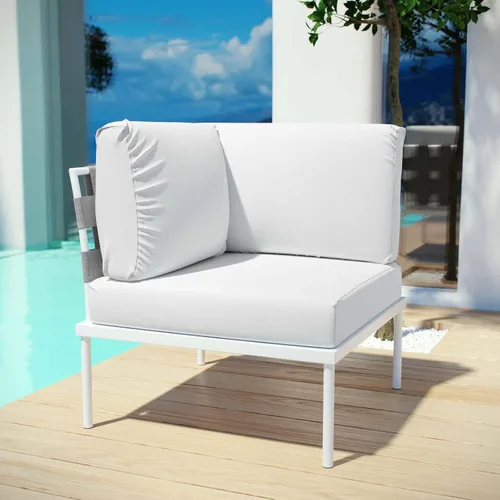 Vista 2 de Modway EEI-2601-WHI-WHI MO-EEI-2601-WHI-WHI Harmony Patio al aire libre Aluminio, sofá esquinero, blanco blanco