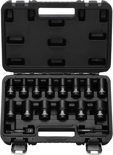 Vista 7 de CASOMAN Juego de 16 piezas de dados extractores de tuercas y pernos de impacto de 1/2 pulgada, extractor de tuercas de llanta desnudas, incluye