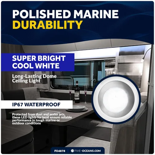 Vista 3 de Five Oceans FO4878 - Lámpara de techo LED para interiores, 2-3/4 pulgadas, redonda, luz blanca diurna, 12 V, impermeable IP67, luz