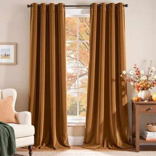 Vista 15 de Lazzzy Cortina opaca de terciopelo azul con aislamiento térmico para dormitorio, sala de estar, oscurecimiento de privacidad, cortinas de terciopelo