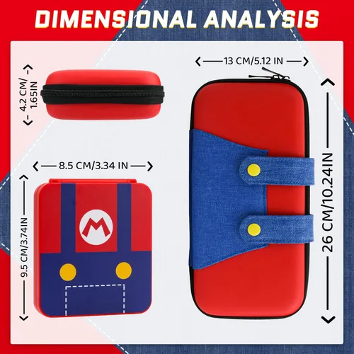 Vista 6 de FUNDIARY Funda de transporte para Nintendo Switch y Switch OLED, funda de viaje rígida y portátil para Switch y Switch OLED, paquete de accesorios