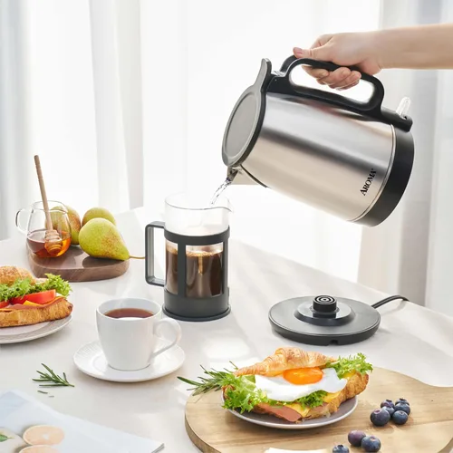 Vista 6 de AROMA® Hervidor eléctrico de 1.7 litros con ebullición rápida y apagado automático en acero inoxidable (AWK-1401SB)