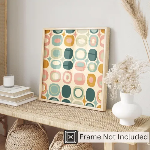 Vista 3 de Ethan Taylor Abstract Wall Art Prints Unframed Square Posters 'Retro 70s Hippie Groovy Pattern XII' Retro Home Décor for Living Room, Bedroom