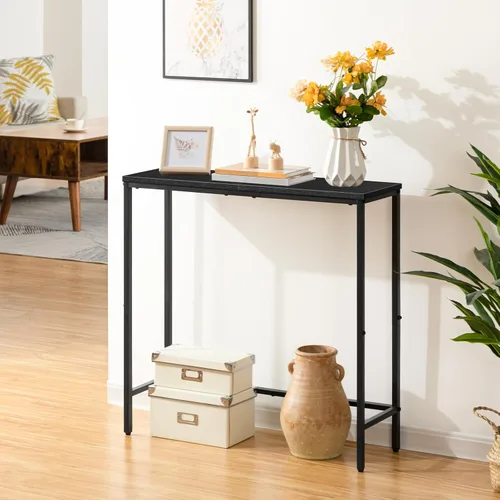 Vista 4 de HOOBRO Mesa consola estrecha, mesa de entrada pequeña de 29.5 pulgadas, mesa de sofá delgada, mesa auxiliar, mesa de exhibición, para pasillo, Negro