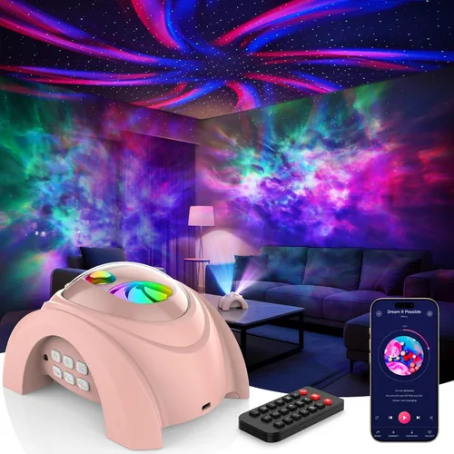 Vista 15 de Rossetta Proyector de galaxia de doble lente, proyector de estrellas para dormitorio con ruido blanco y altavoz Bluetooth, control remoto
