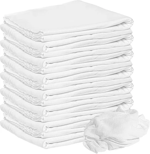 Nabob Wipers Trapos de limpieza 100 % algodón sin pelusa (75 unidades) de corte exacto – Trapos blancos de primera calidad para limpiar la casa –