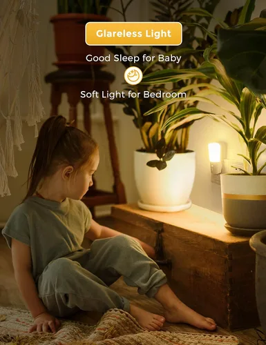 Vista 2 de LOHAS - Luces nocturnas enchufables a la pared, luz nocturna enchufable, luces nocturnas LED, sensor de atardecer a amanecer, suave y cálido brillo