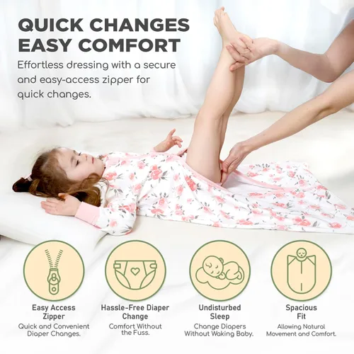 Vista 192 de Mama Cheetah Saco de dormir para bebé de 0.5 TOG, Manta portátil de algodón orgánico para bebé con cremallera bidireccional, Saco de dormir