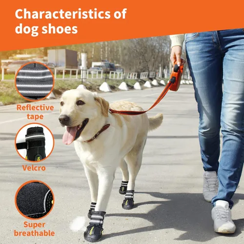 Vista 3 de DcOaGt Zapatos impermeables para perros pequeños, medianos y grandes, con correas reflectantes, suela antideslizante resistente, botas protectoras