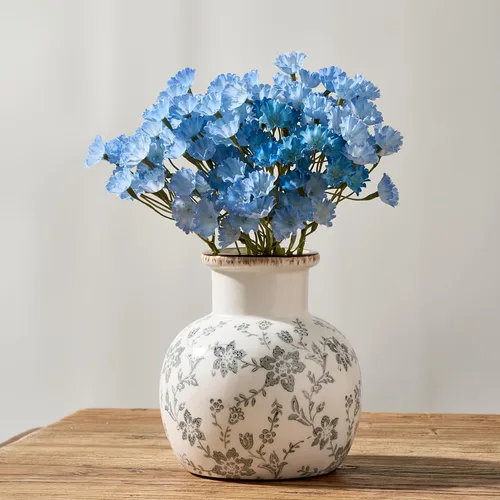 Vista 158 de SIDUCAL Florero decorativo de cerámica Florero rústico de 7.48 pulgadas para decoración del hogar, mesa, sala de estar, baño, escritorio de café