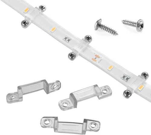 Vista 8 de Threetwofour Paquete de 100 soportes de montaje de tira de luz, clips de fijación de luz de cinta, abrazadera de tira de luz LED, fijación de doble