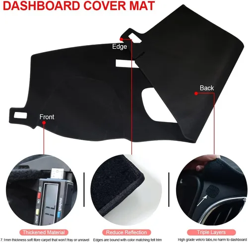 Vista 3 de Tapete para cubierta de salpicadero compatible con Chevy Chevrolet Silverado 1500 2500HD 3500HD/2019-2022 GMC Sierra 2019-2022 sin pantalla frontal